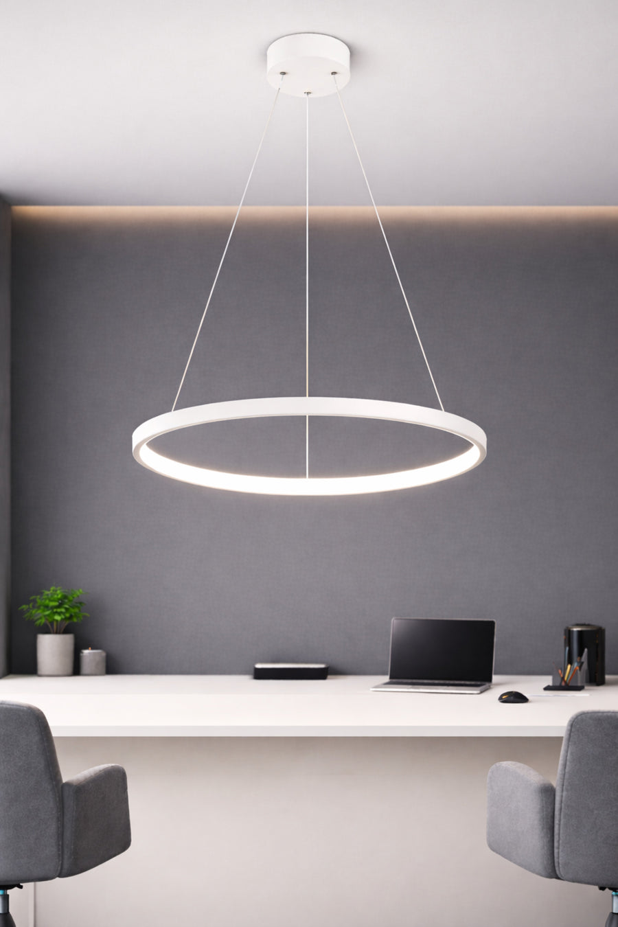 Oval White 1-Light Pendant Light — alternate view