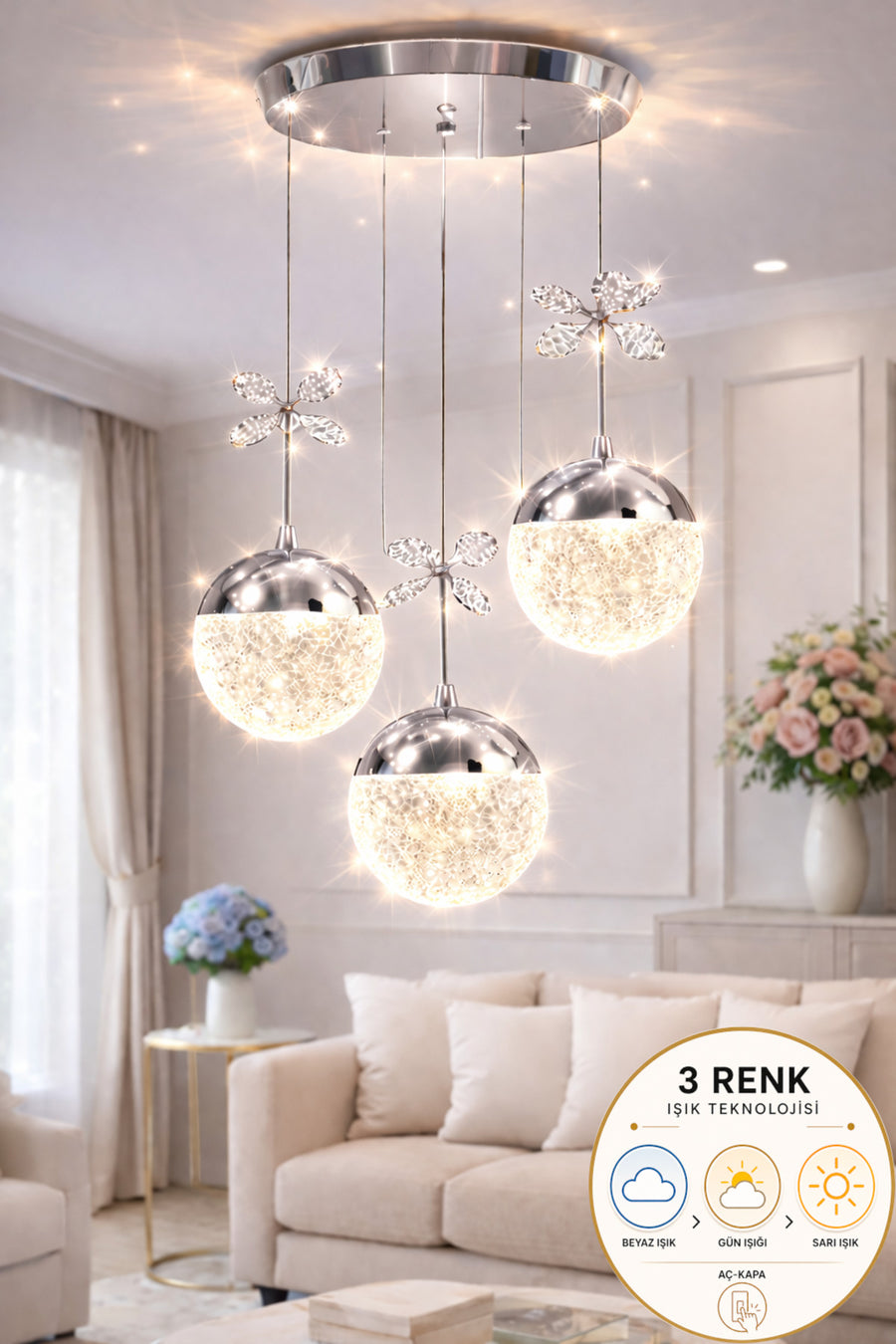 Grate Chrome 3-Light Chandelier