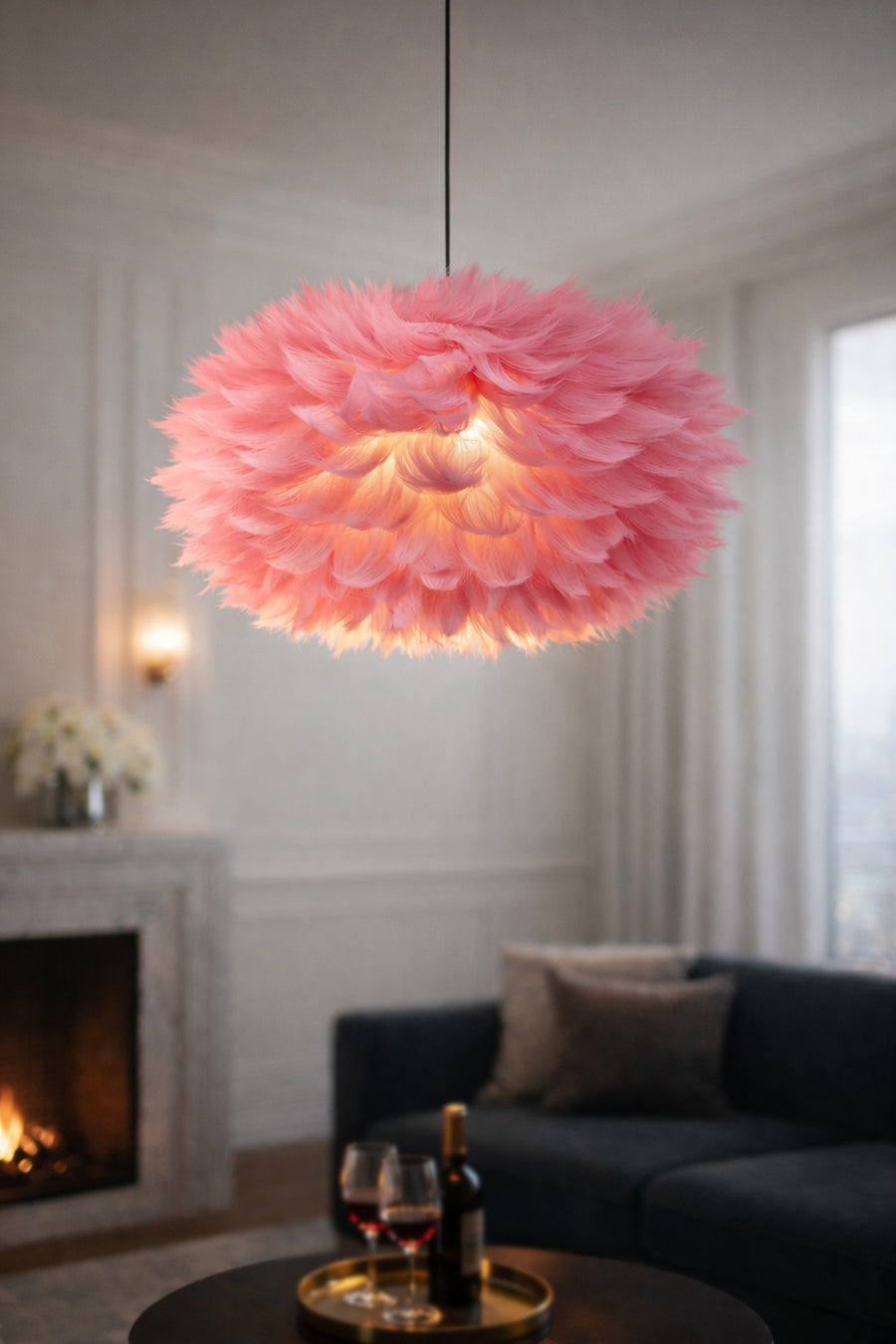 Flora Pink Fabric 1-Light Pendant Light