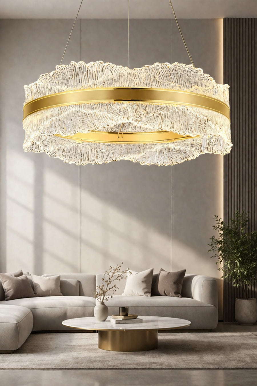 Okyanus Gold 1-Light Remote-Controlled Chandelier — alternate view