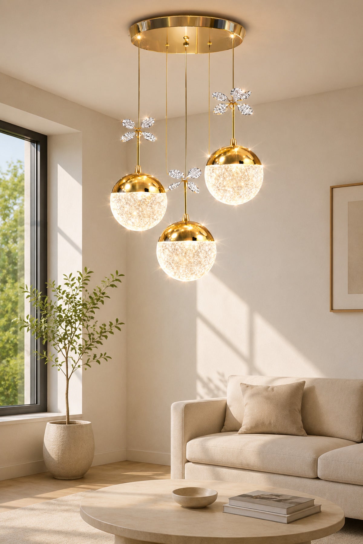 Grate Gold 3-Light Pendant Chandelier — view 3