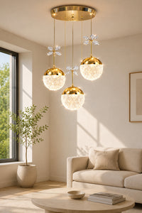 Grate Gold 3-Light Pendant Chandelier — view 3