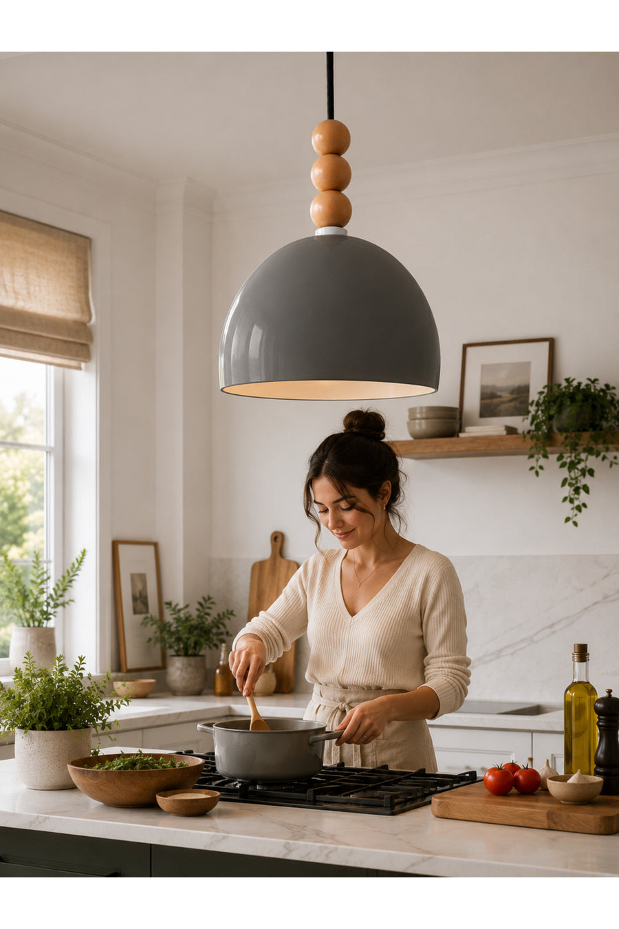 Viyana Grey Rustic 1-Light Pendant Light — alternate view