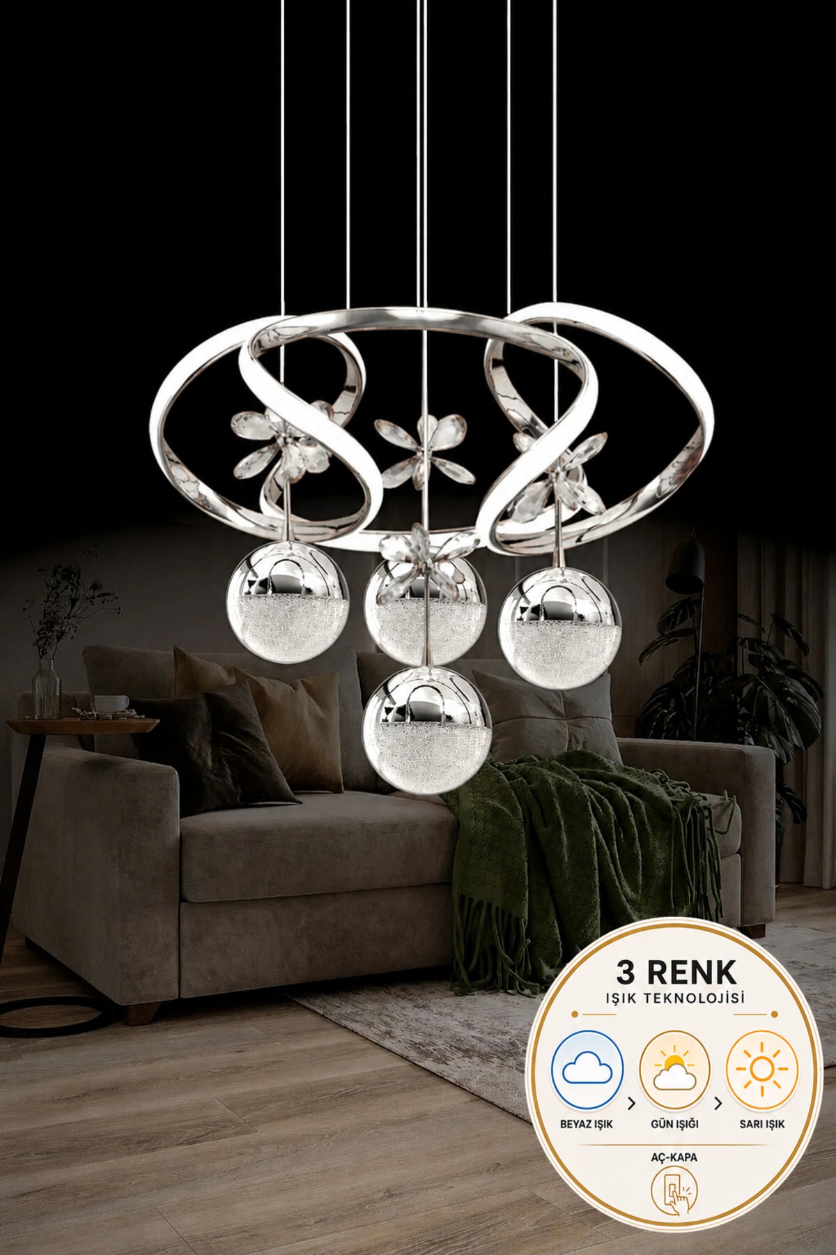 Napoli Chrome Chandelier — view 4