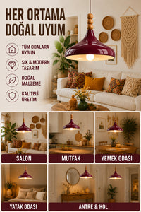 Verona Burgundy Rustic 1-Light Pendant Light — view 3