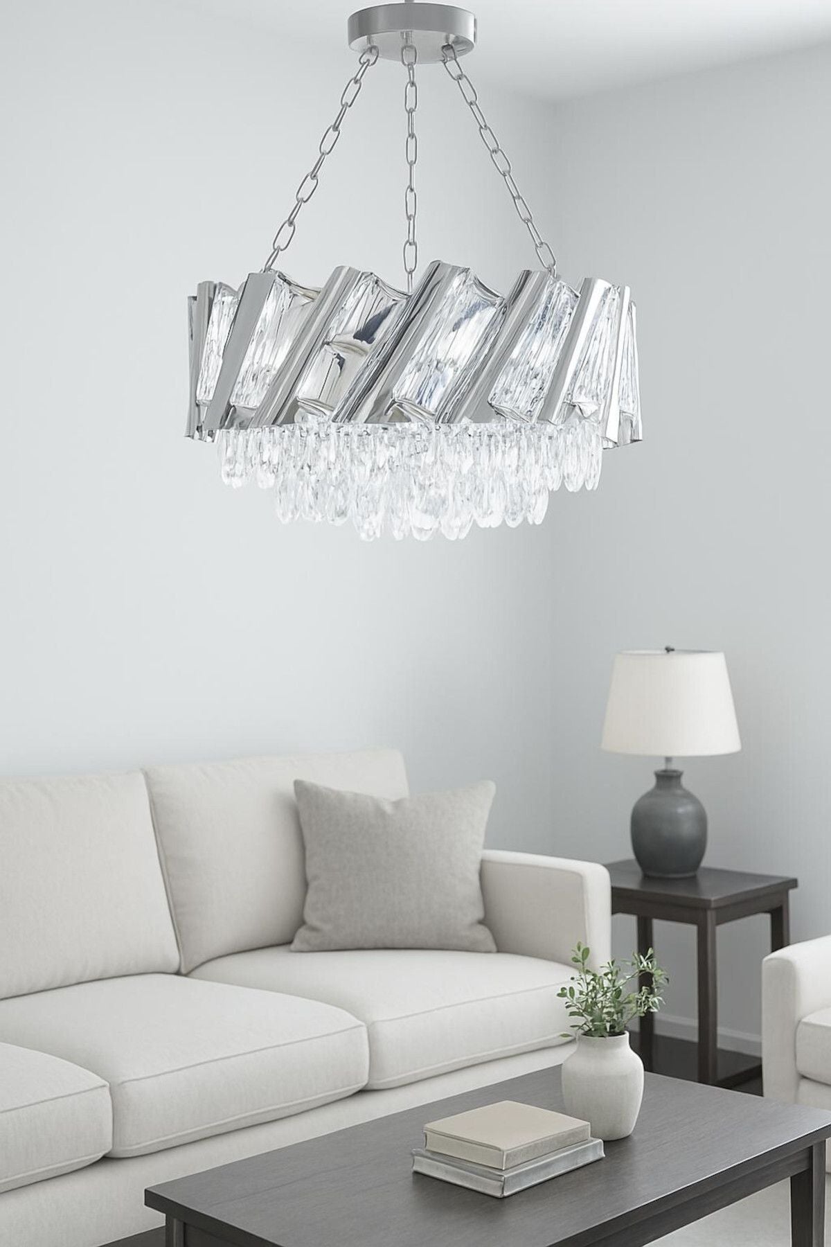 Firuze Chrome Crystal 1-Light Chandelier