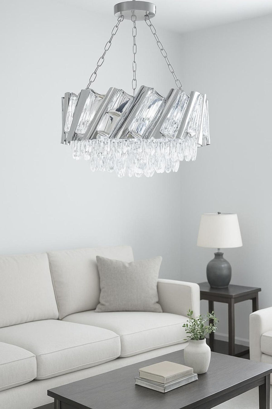 Firuze Chrome Crystal 1-Light Chandelier