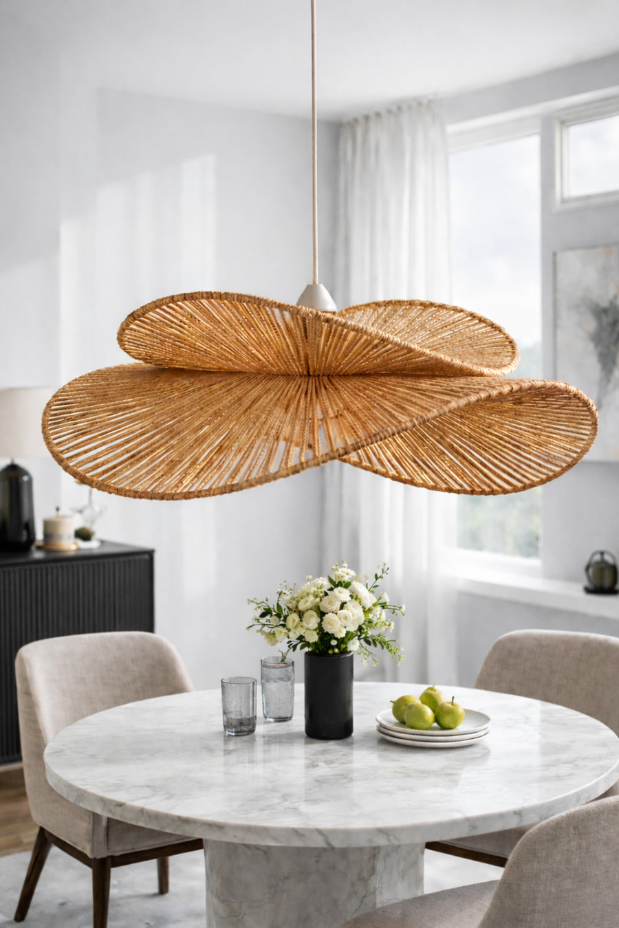 Hasır Brown Woven Rustic 1-Light Pendant Light