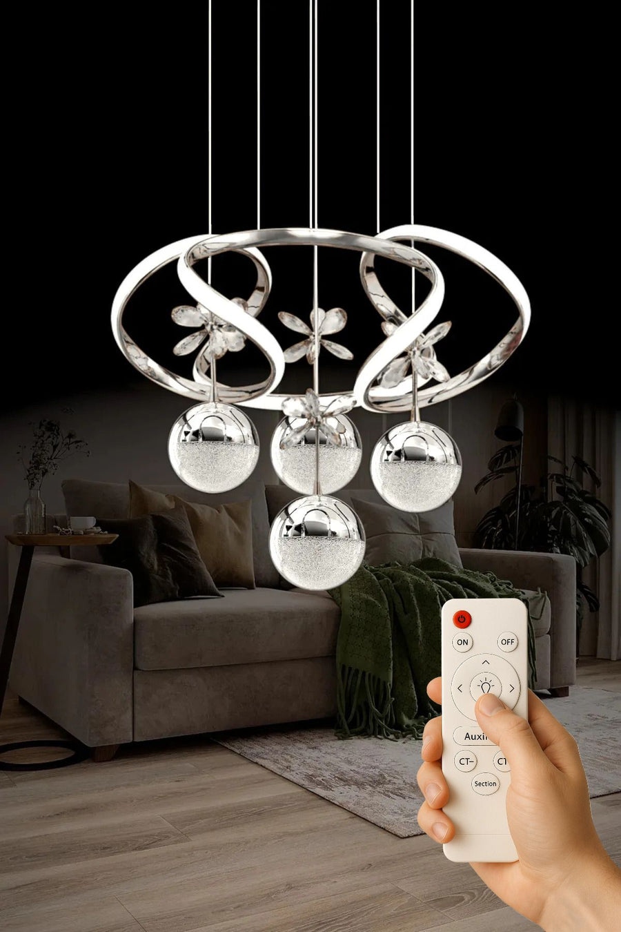 Yakamoz Chrome 4-Light Chandelier