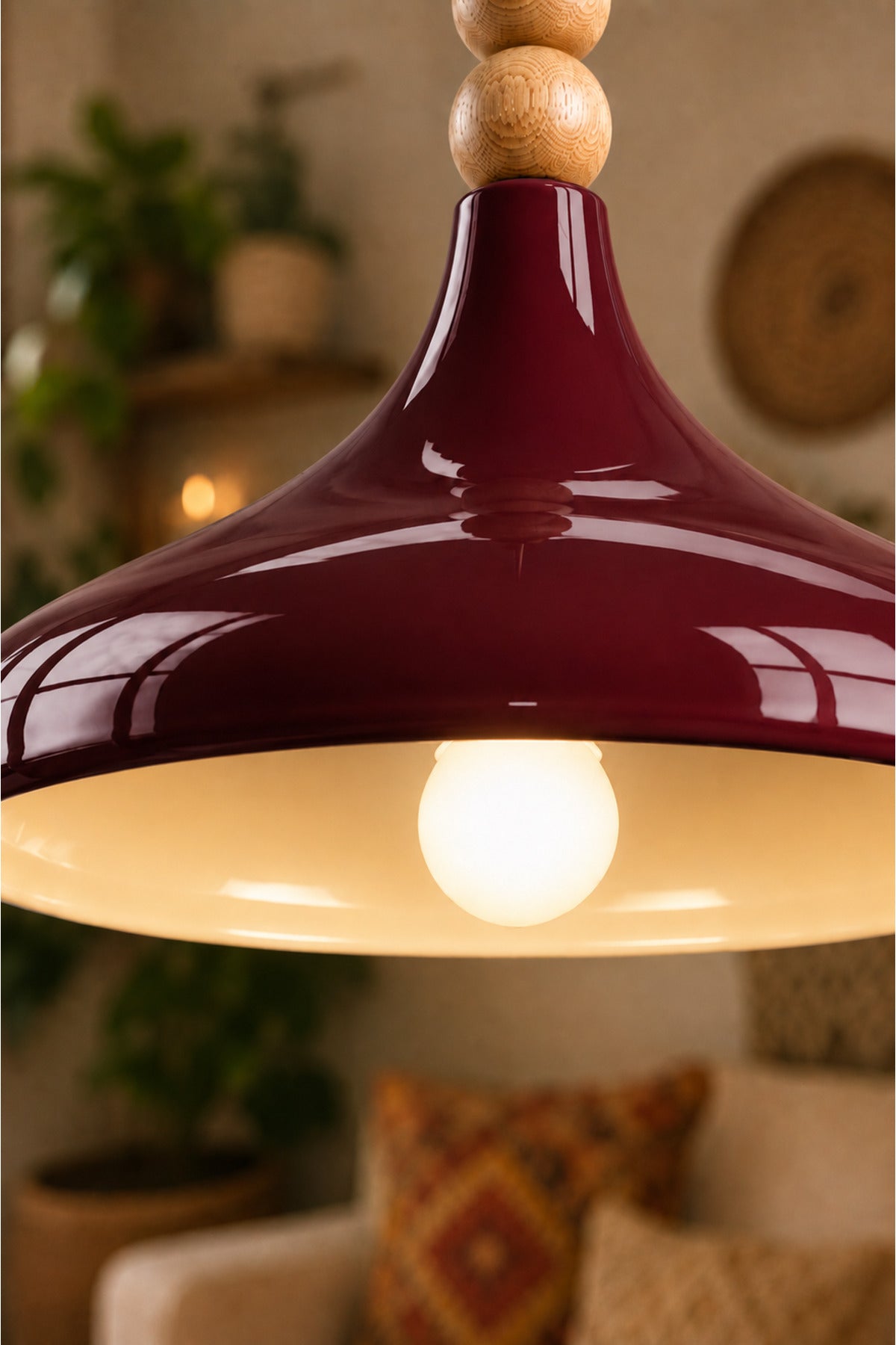 Verona Burgundy Rustic 1-Light Pendant Light — view 2