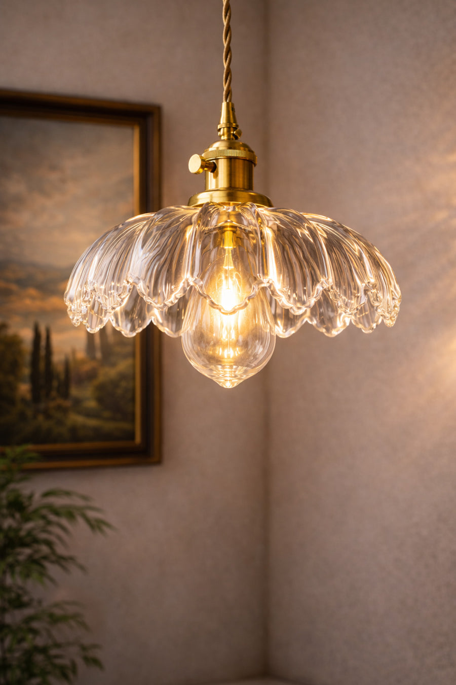 Petra Clear Glass Classic 1-Light Pendant Light