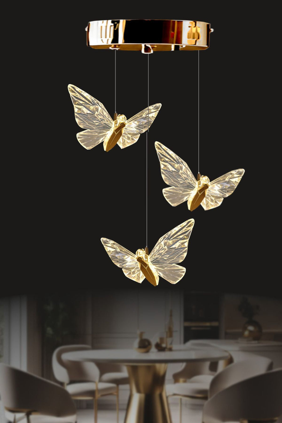 Kelebek Gold 3-Light Pendant Chandelier