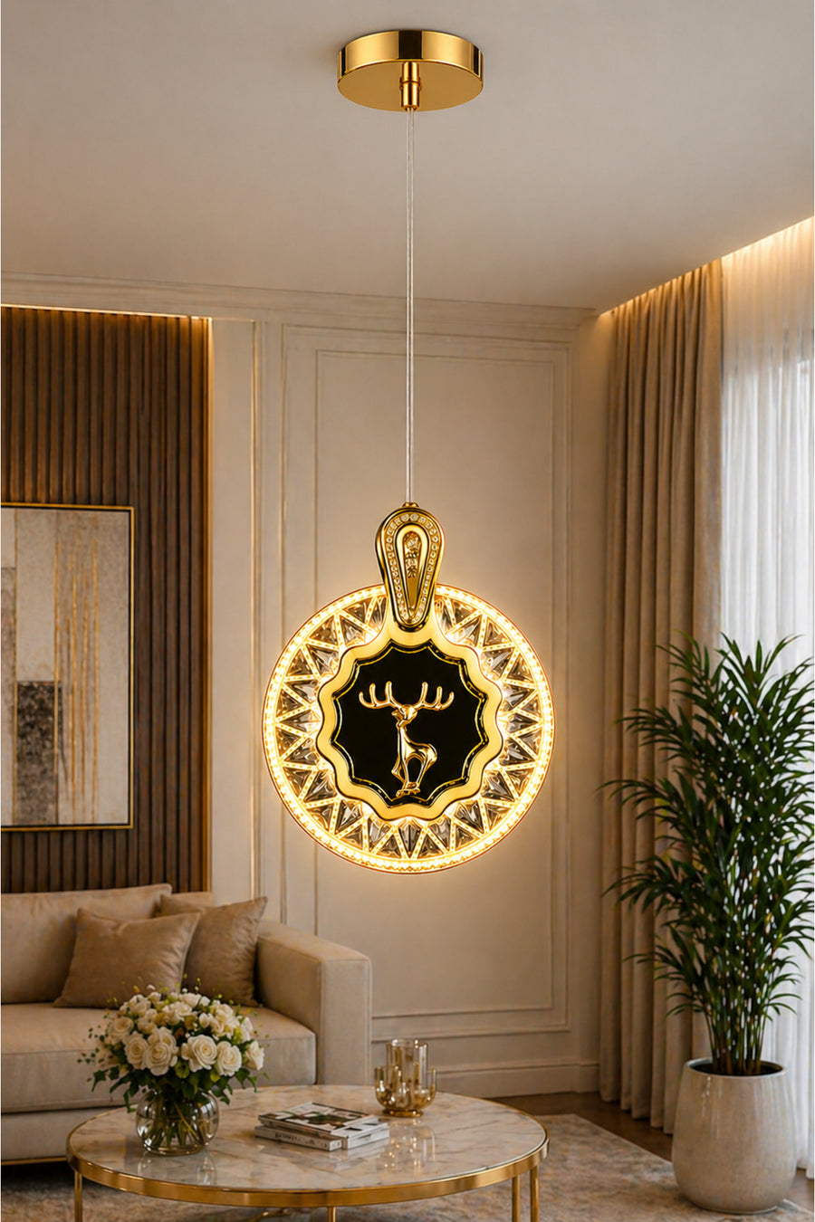 Ren Geyiği Gold 1-Light Pendant Light