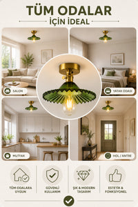 Torino Green Glass Classic 1-Light Ceiling Light — view 3