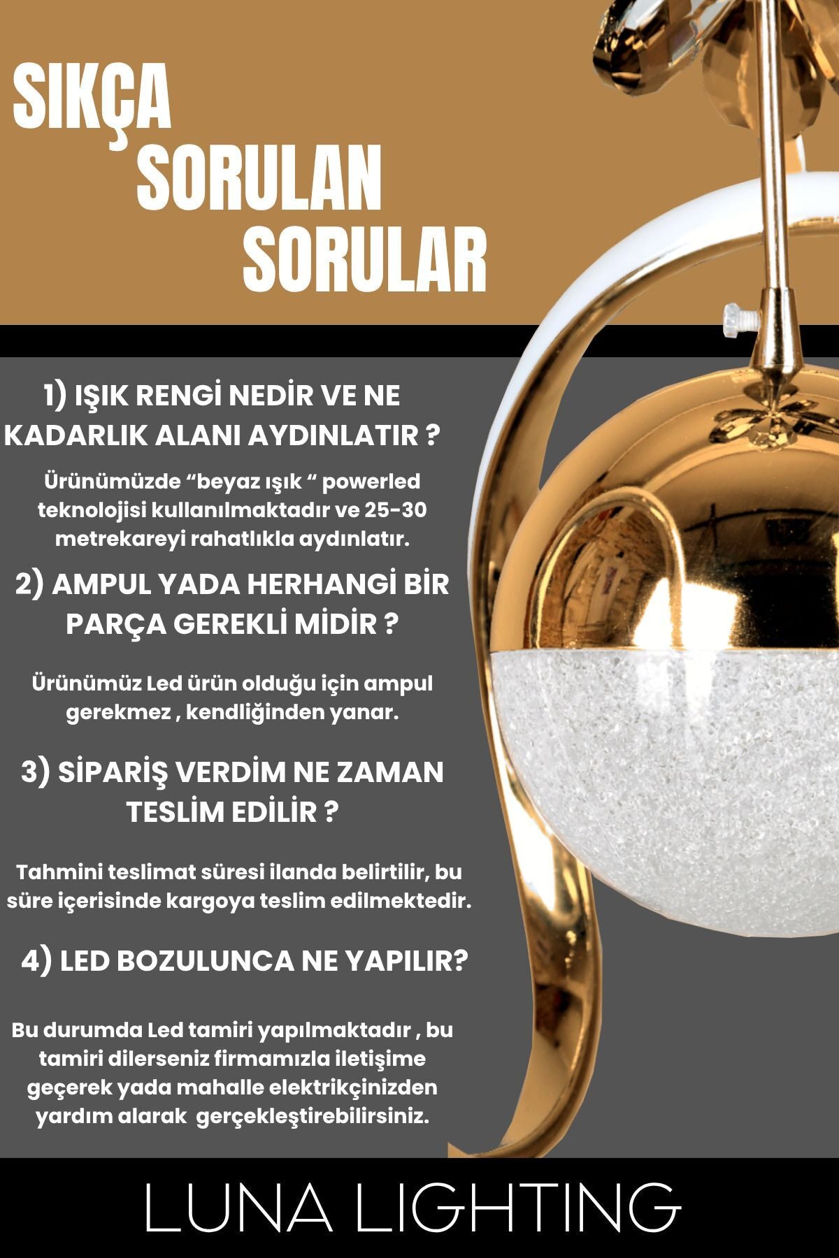 Clasy Gold 1-Light Chandelier — view 4