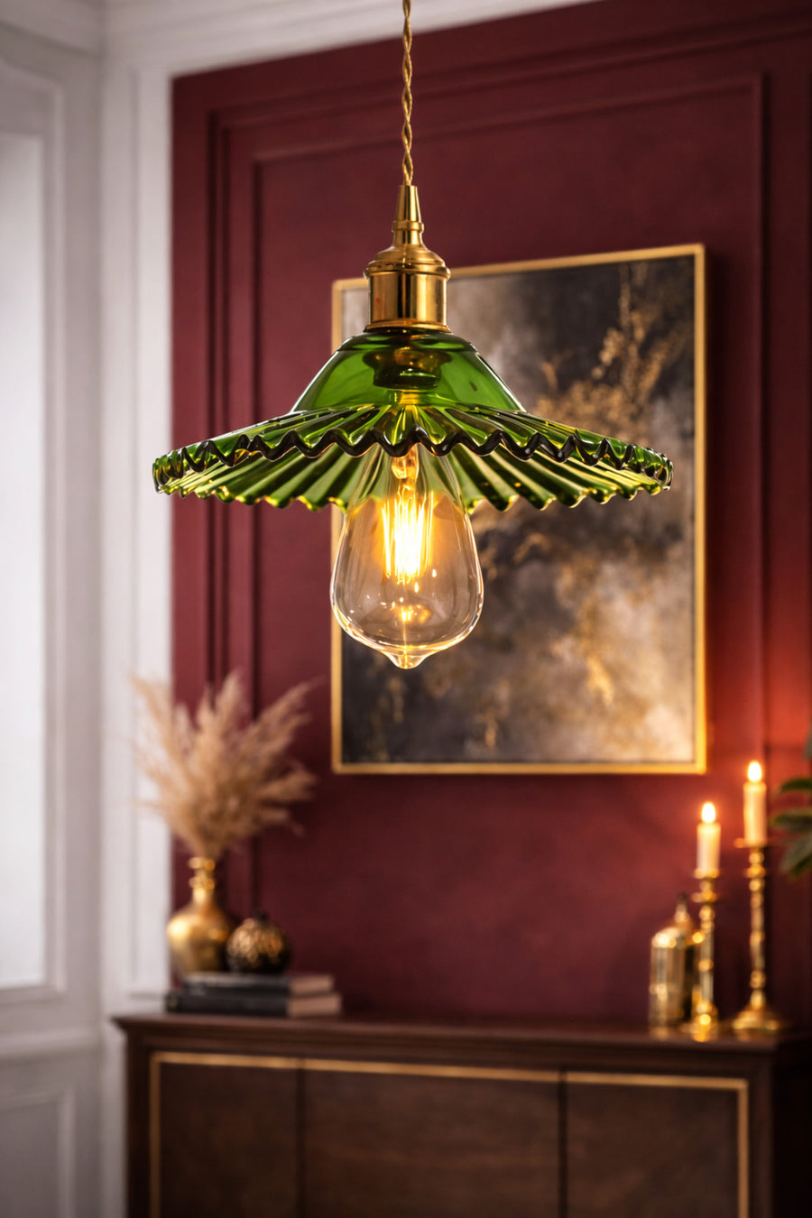 Torino Green Glass Classic 1-Light Pendant Light — alternate view