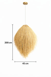 Püsküllü Beige Woven Rustic 1-Light Pendant Light — view 3