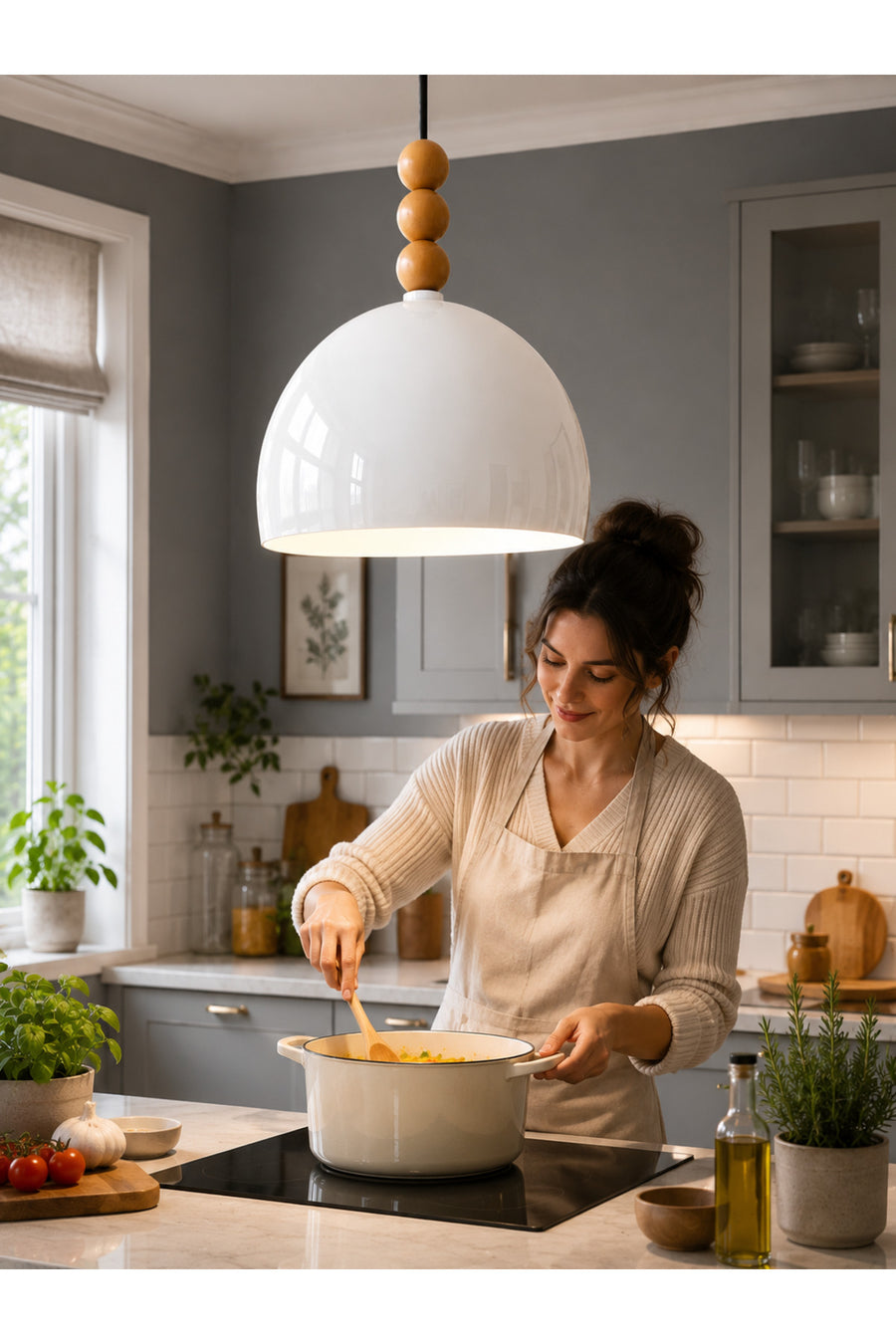 Viyana White Rustic 1-Light Pendant Light — alternate view