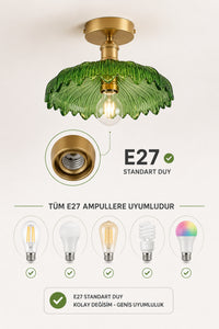 Roma Green Glass Classic 1-Light Ceiling Light — view 4