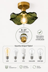 Alya Green Glass Classic 1-Light Ceiling Light — view 4