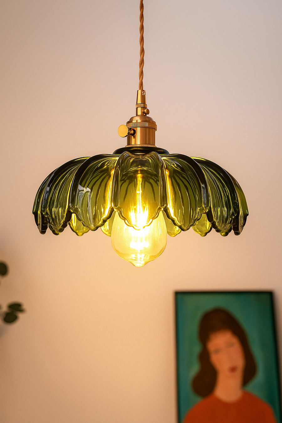 Petra Green Glass Classic 1-Light Pendant Light