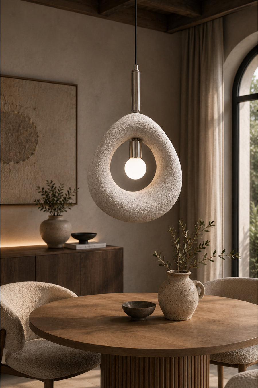 Fuji Cream Concrete Pendant Light