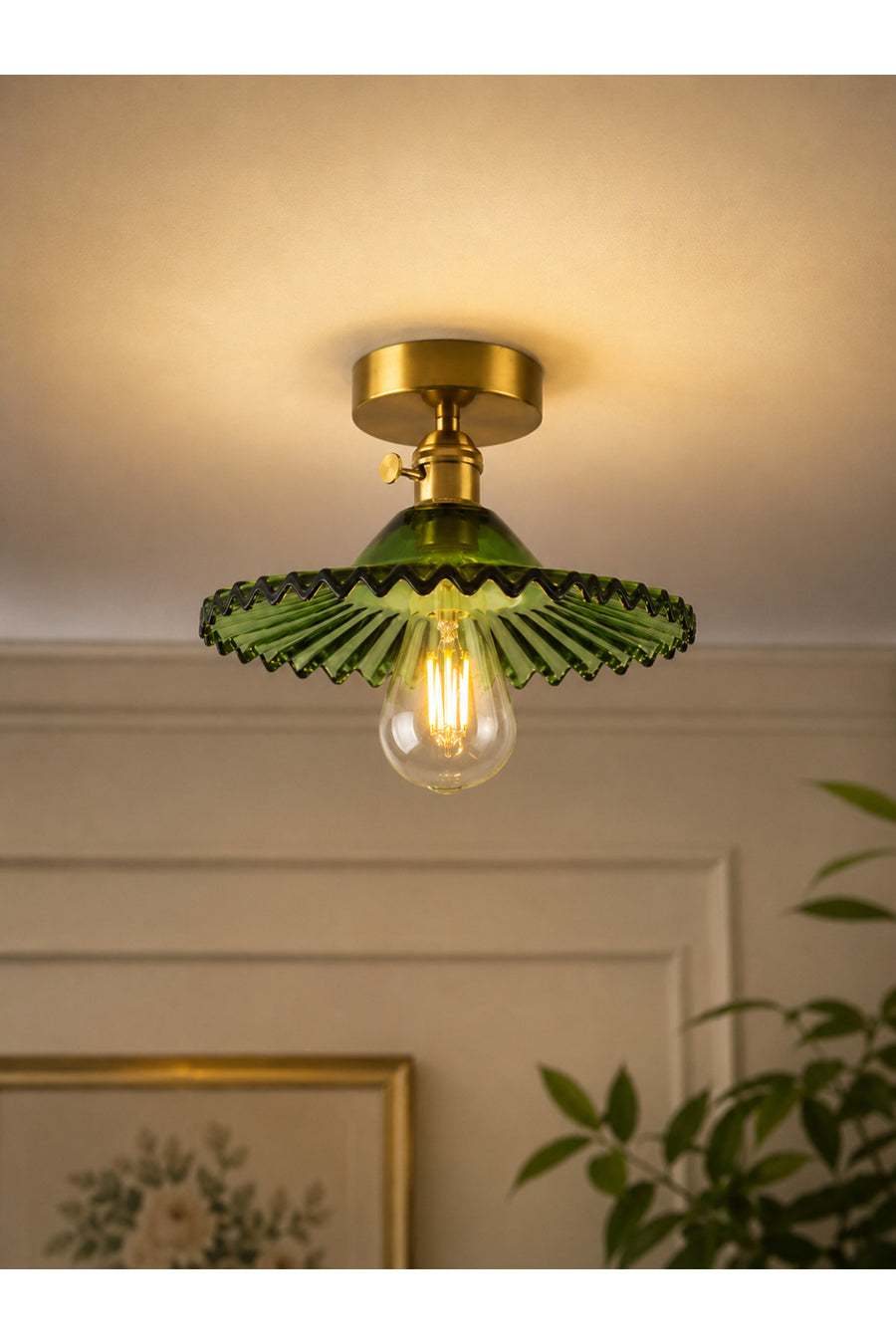 Torino Green Glass Classic 1-Light Ceiling Light