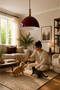 Viyana Burgundy Rustic 1-Light Pendant Light — view 3