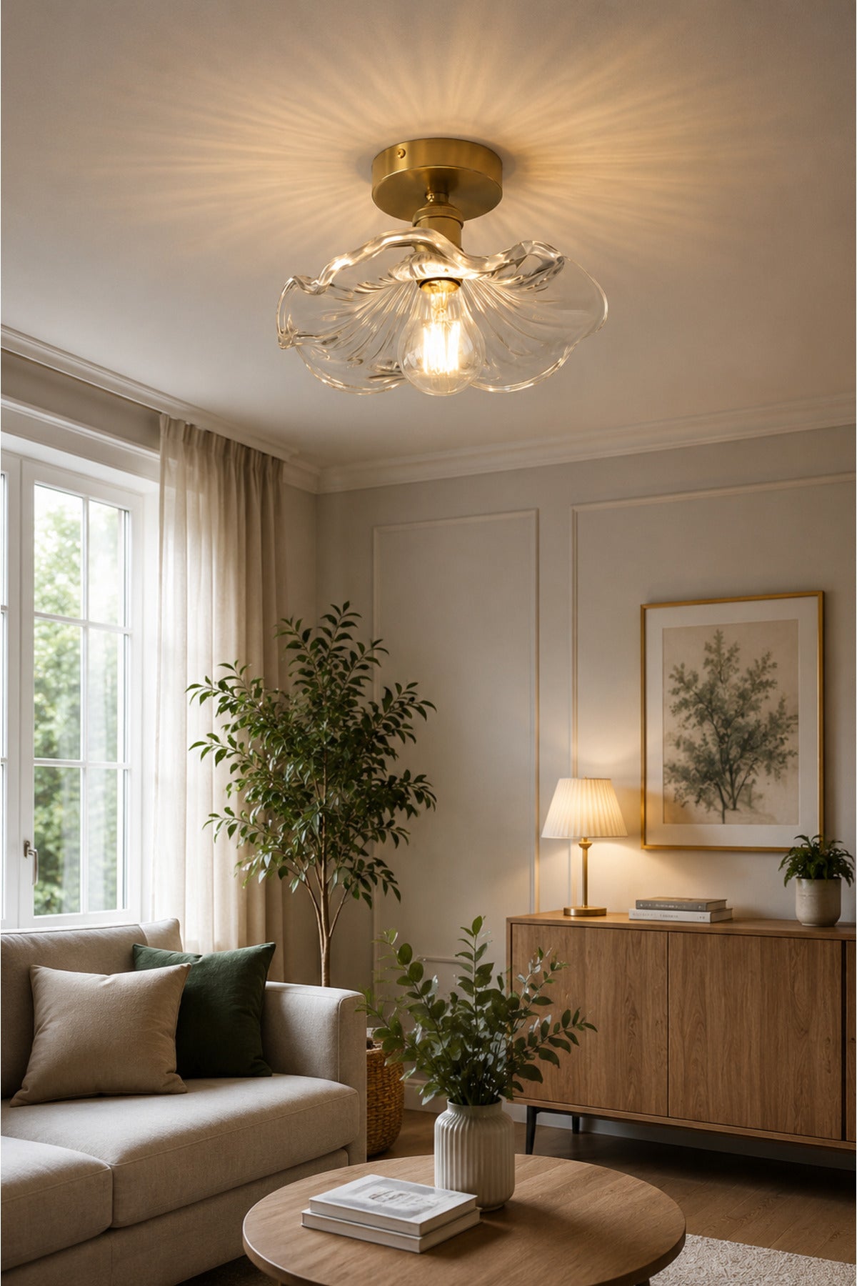 Alya Clear Glass Classic 1-Light Ceiling Light — view 3