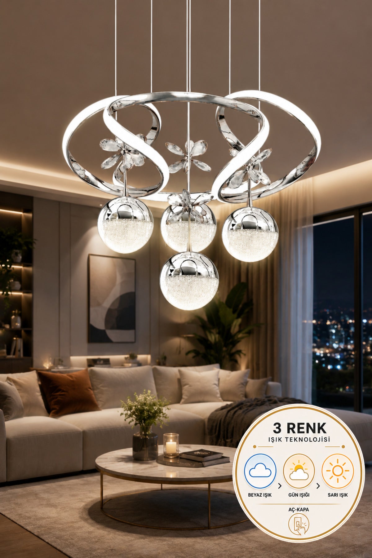 Napoli Chrome Chandelier