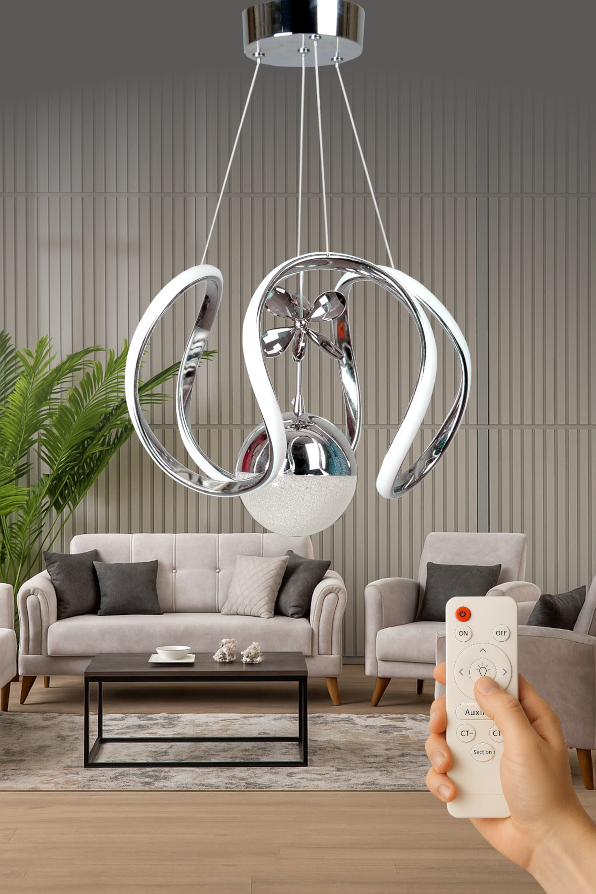 Clasy Chrome 1-Light Remote-Controlled Chandelier — view 4