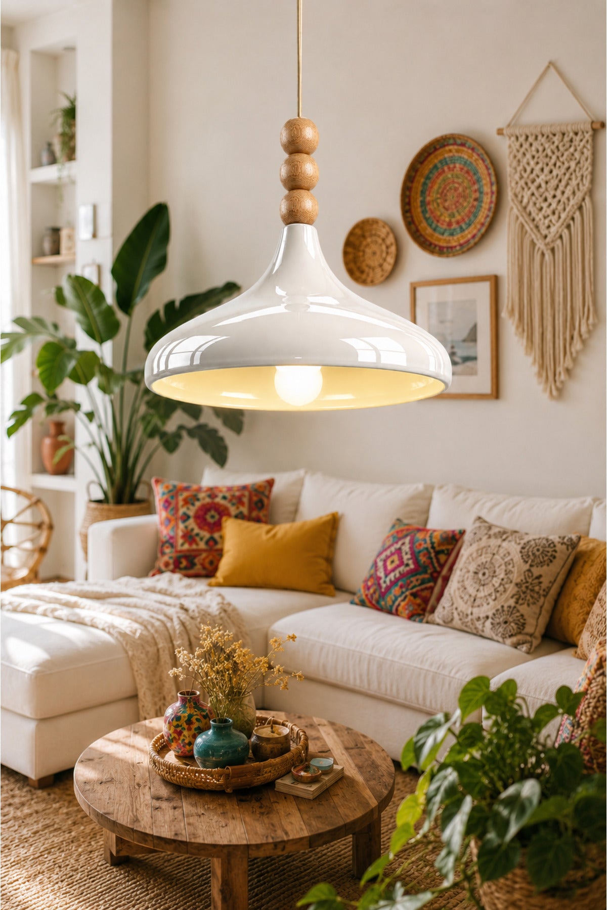 Dron White Rustic 1-Light Pendant Light — view 2