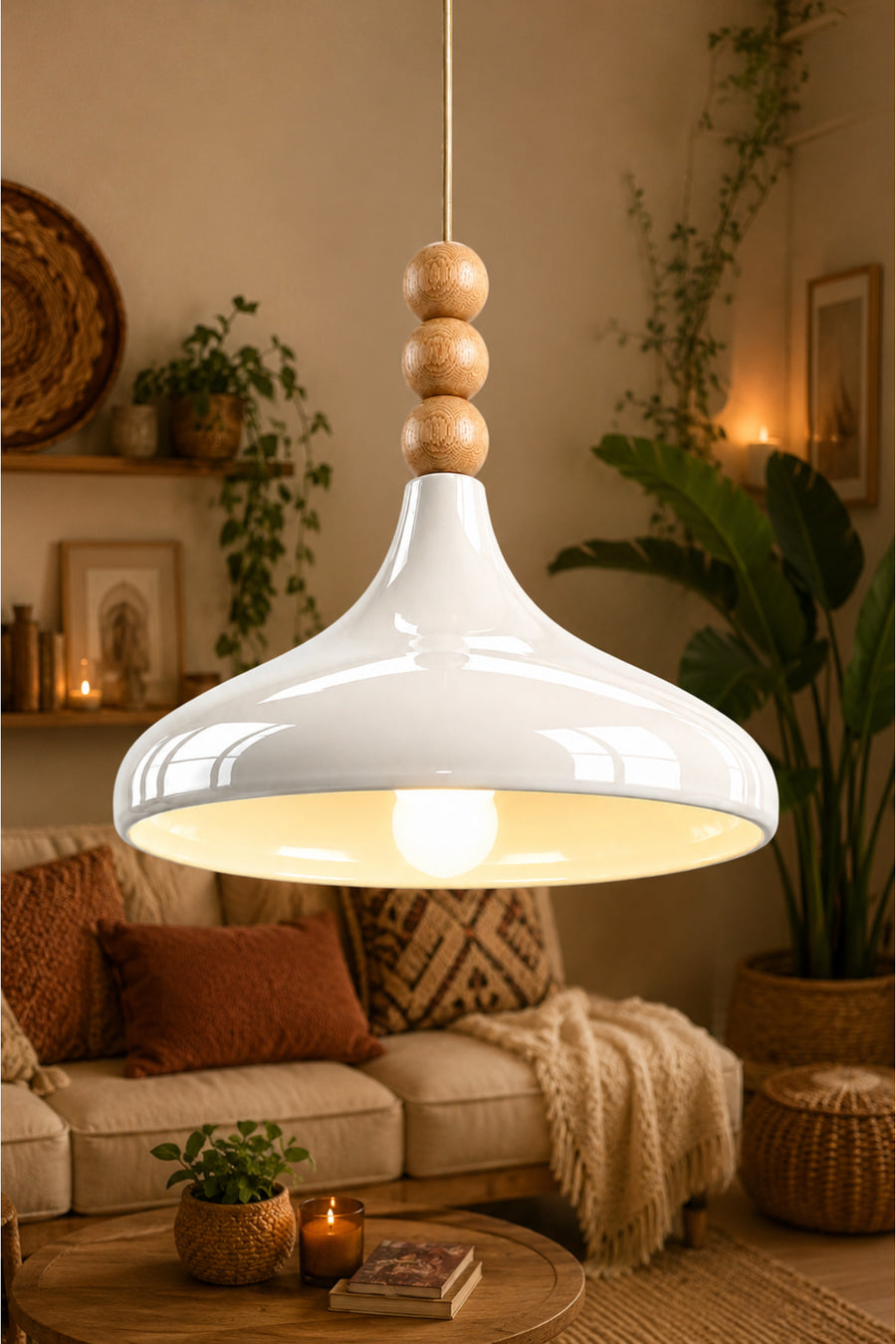 Dron White Rustic 1-Light Pendant Light