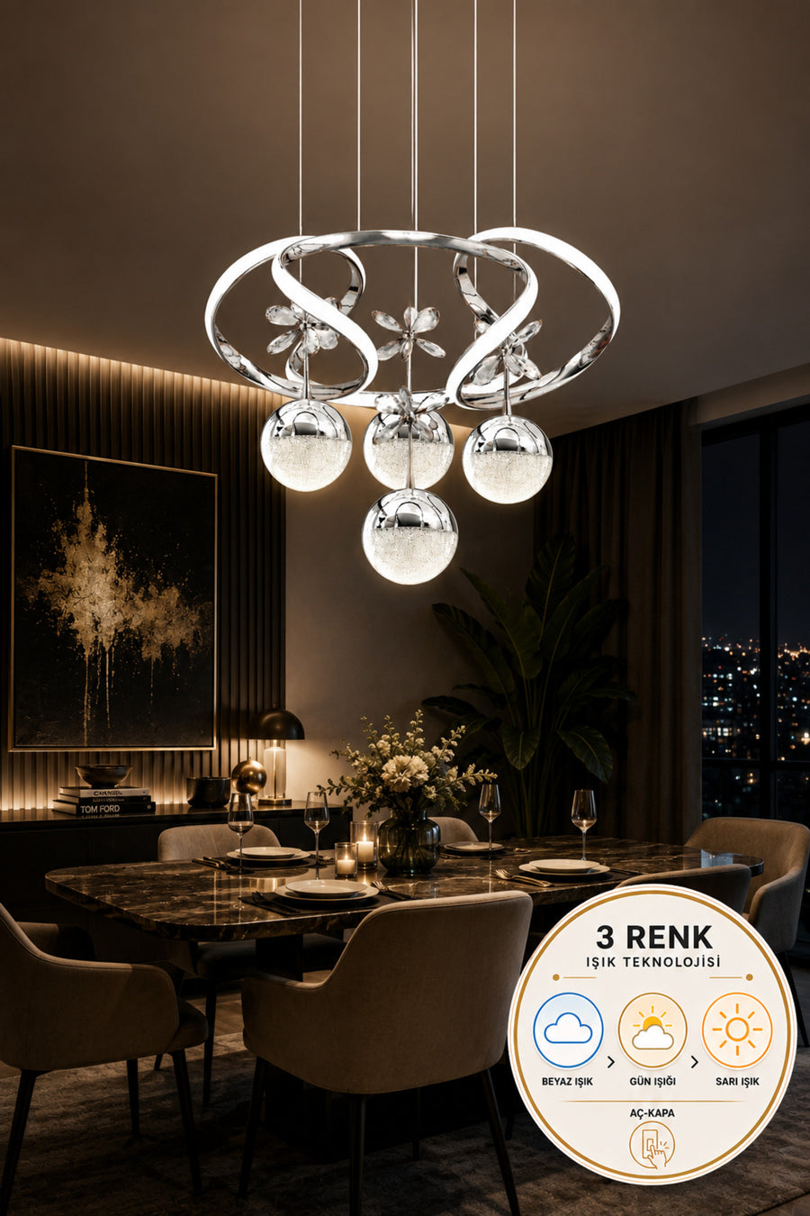 Napoli Chrome Chandelier — alternate view