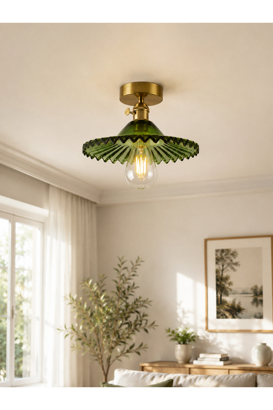 Torino Green Glass Classic 1-Light Ceiling Light — alternate view