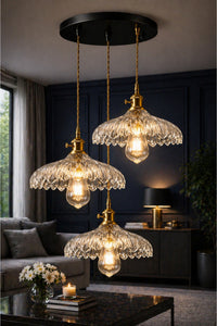 Roma Clear Glass Classic 3-Light Pendant Chandelier