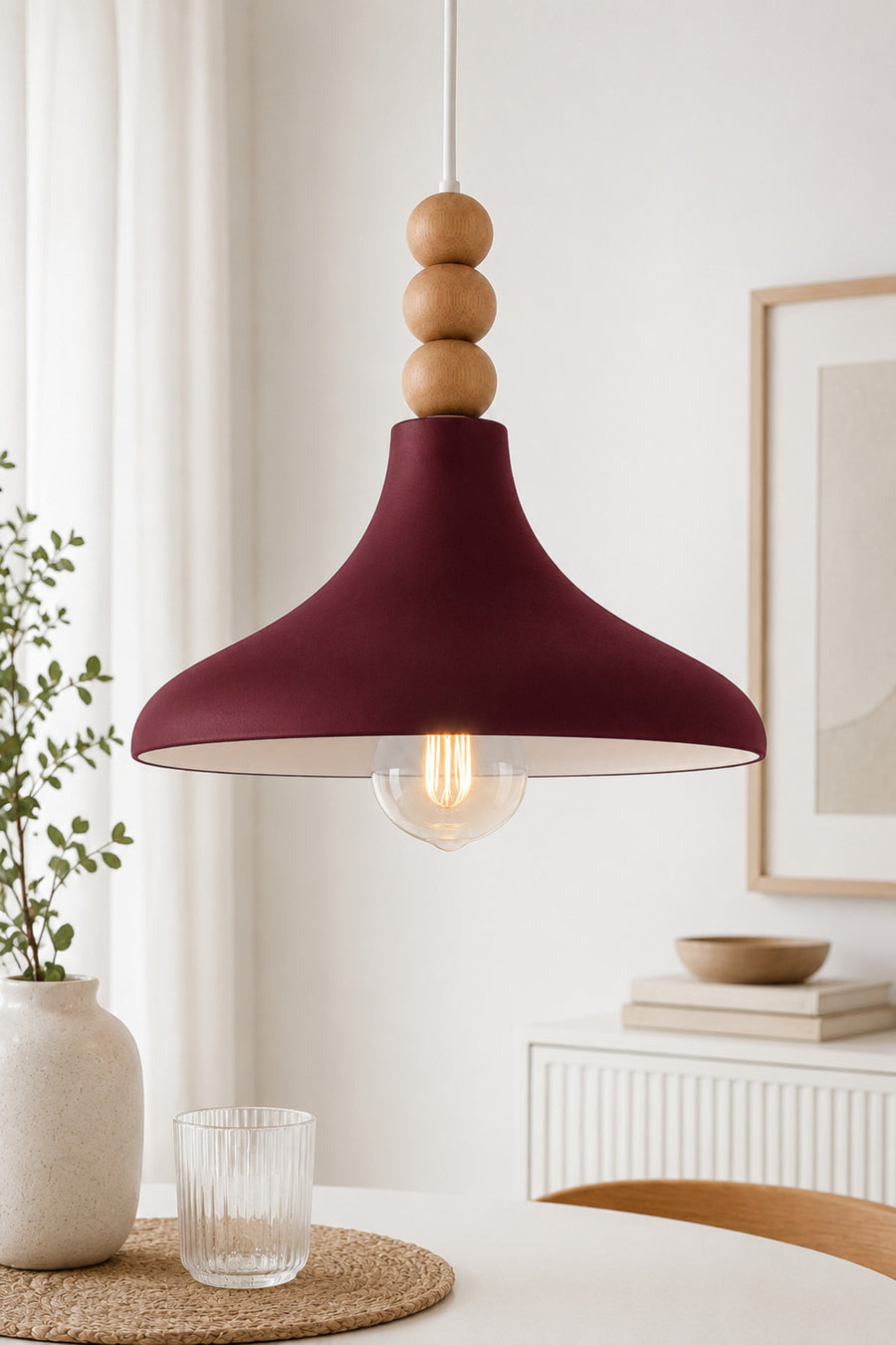 French Burgundy Rustic 1-Light Pendant Light