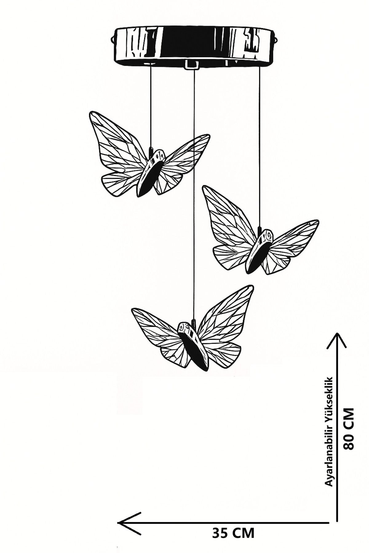 Kelebek Gold 3-Light Pendant Chandelier — view 2