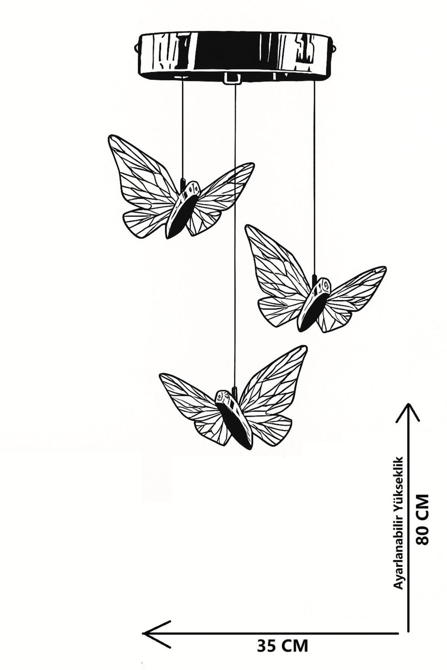 Kelebek Gold 3-Light Pendant Chandelier — alternate view