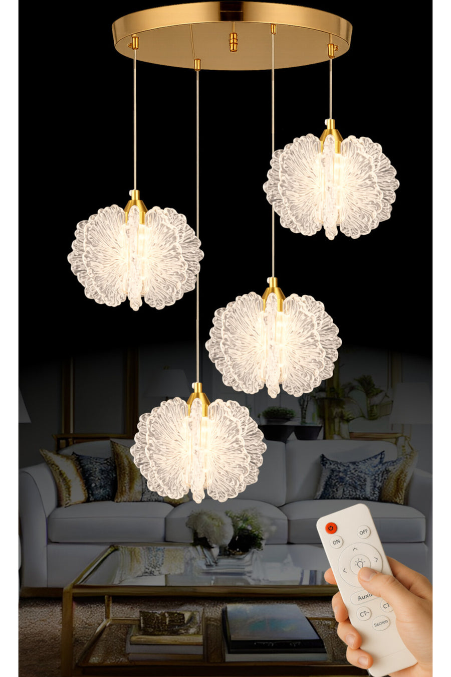 Katerina Gold 4-Light Pendant Chandelier