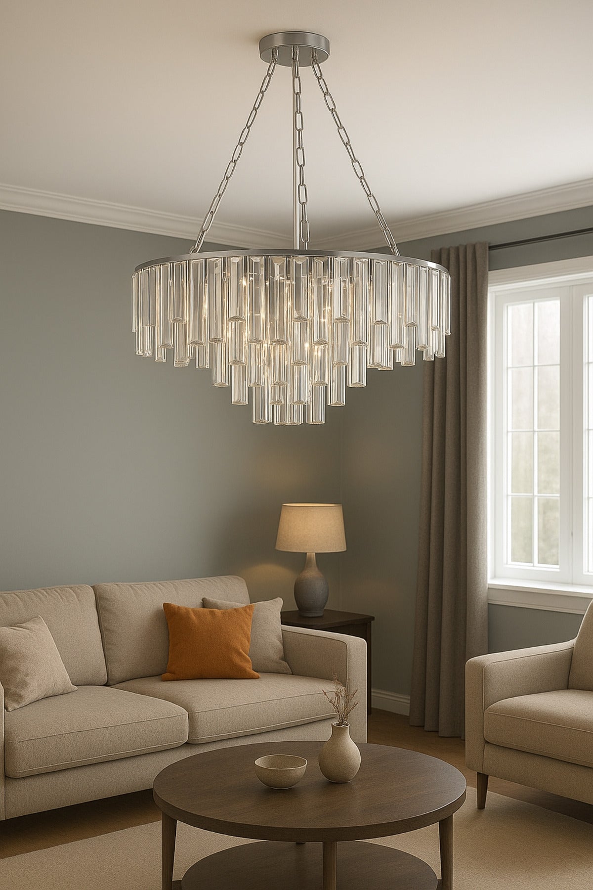 Güneş Chrome Crystal 5-Light Chandelier