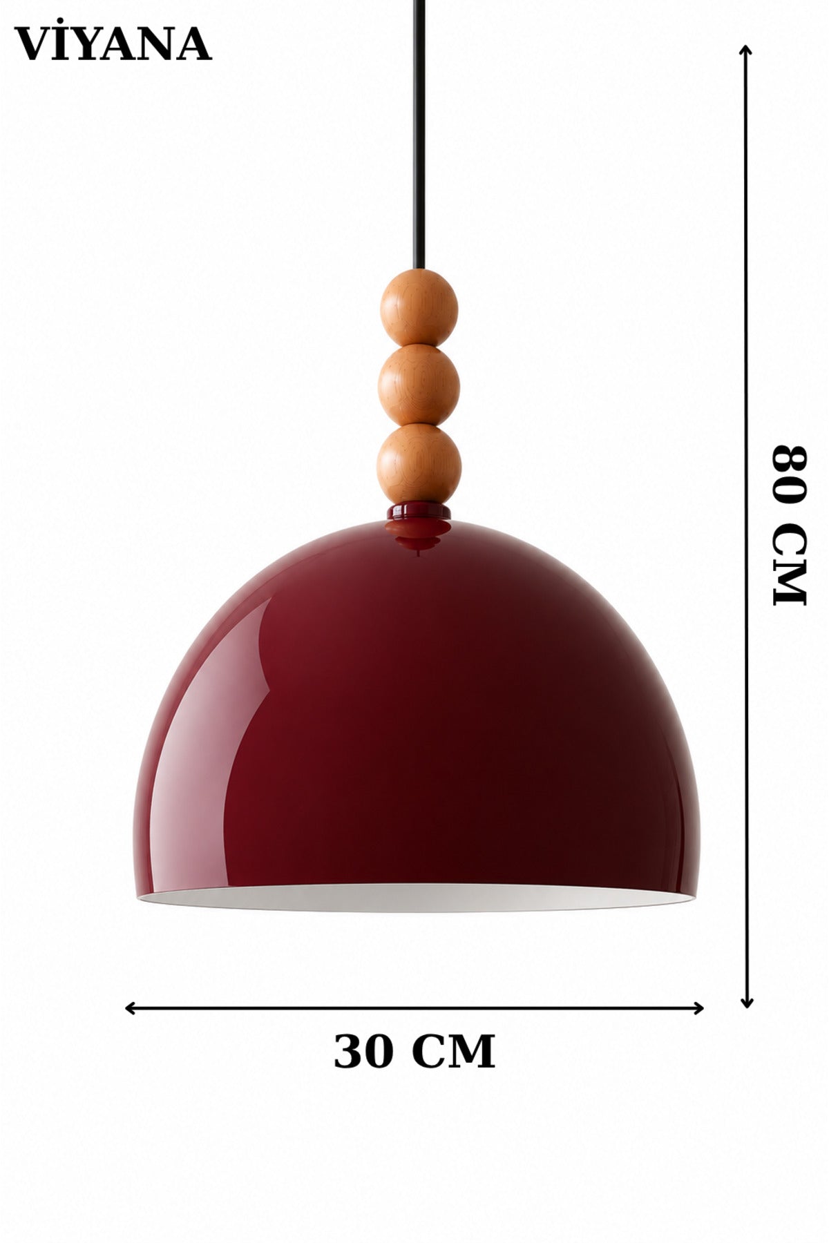 Viyana Burgundy Rustic 1-Light Pendant Light — view 4
