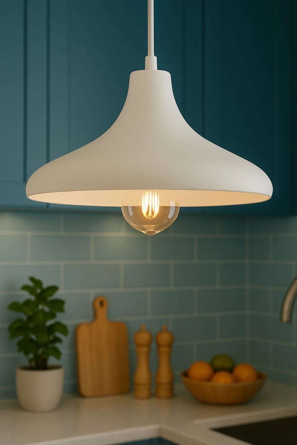 Apollo White Rustic 1-Light Pendant Light — view 3