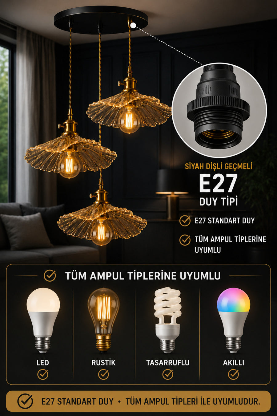 Madrid White Glass Classic 3-Light Pendant Chandelier — alternate view