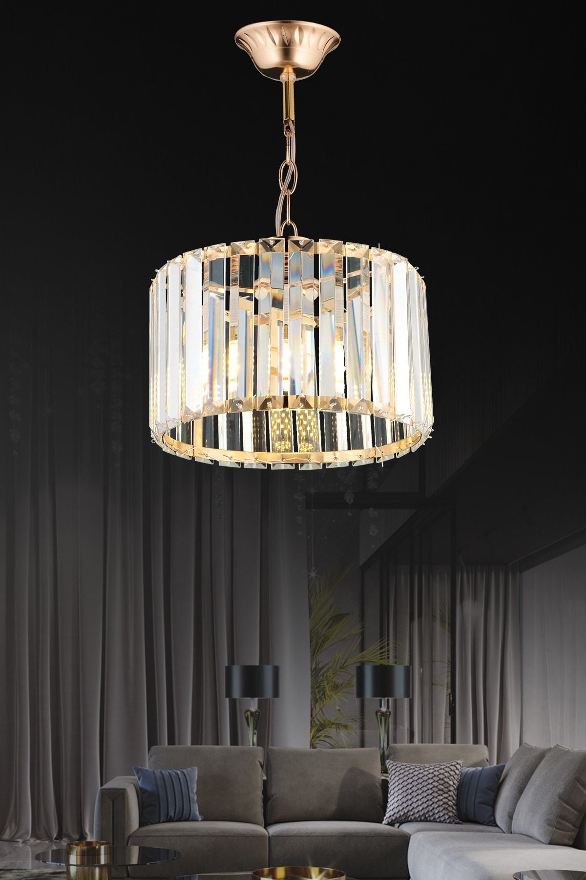 Modern Gold Crystal Multi-Light Chandelier — view 4