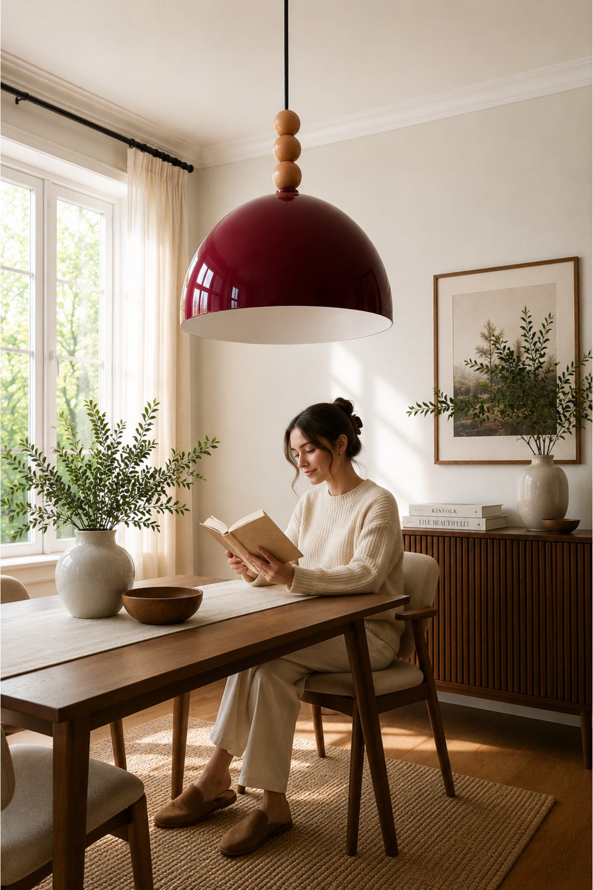 Viyana Burgundy Rustic 1-Light Pendant Light — view 5