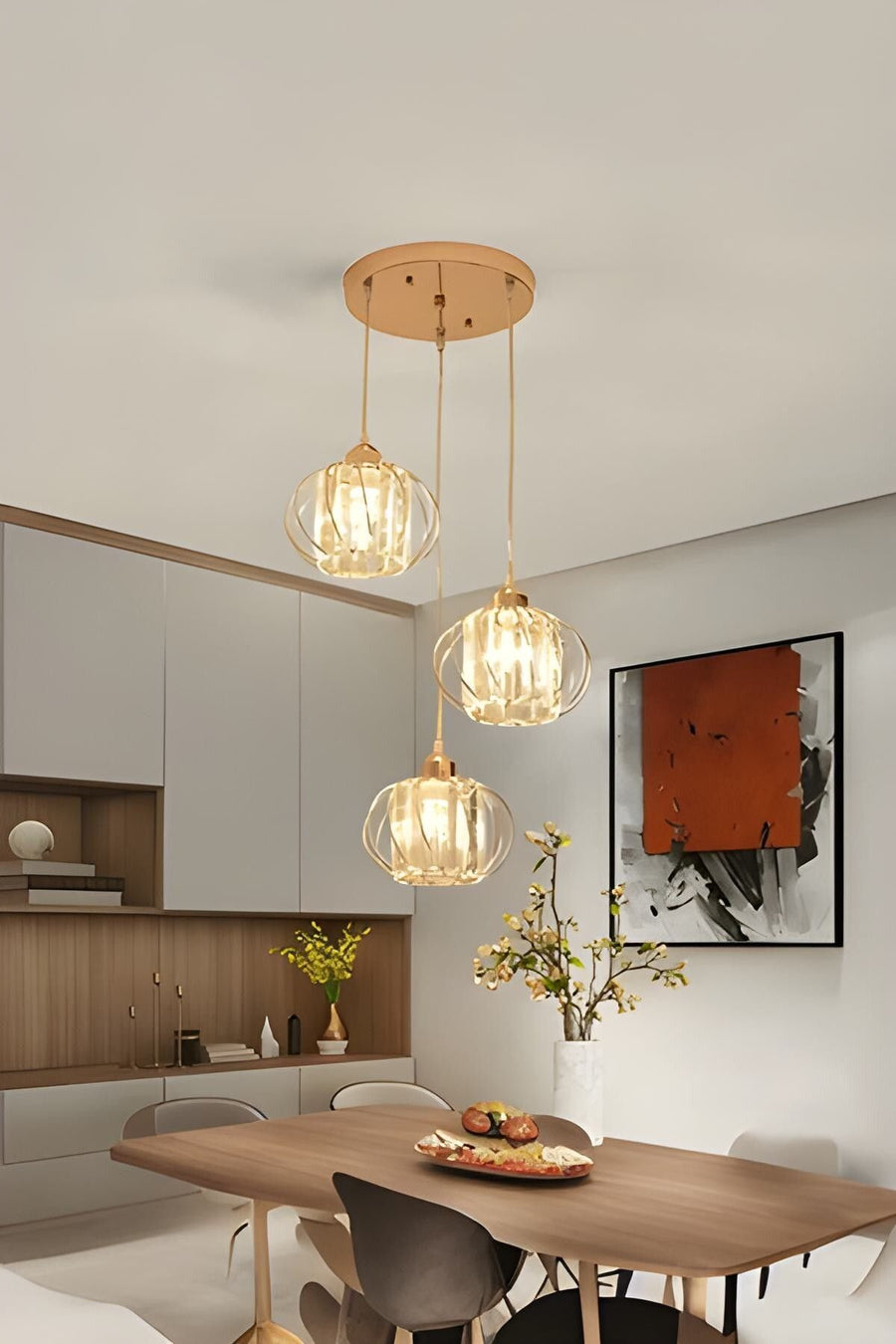 Venezia Gold Crystal 3-Light Pendant Chandelier