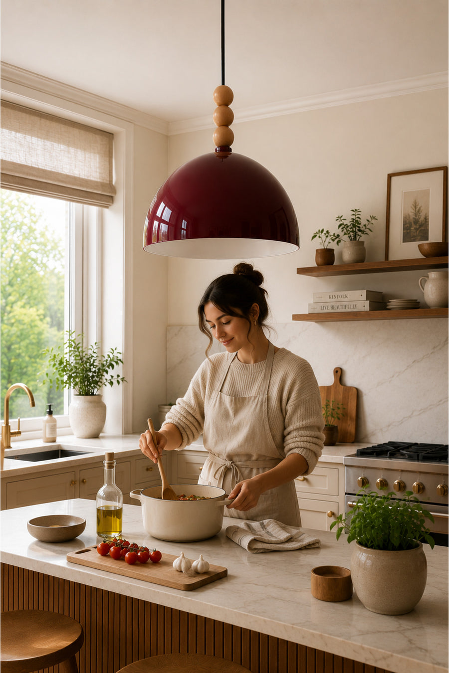 Viyana Burgundy Rustic 1-Light Pendant Light — alternate view