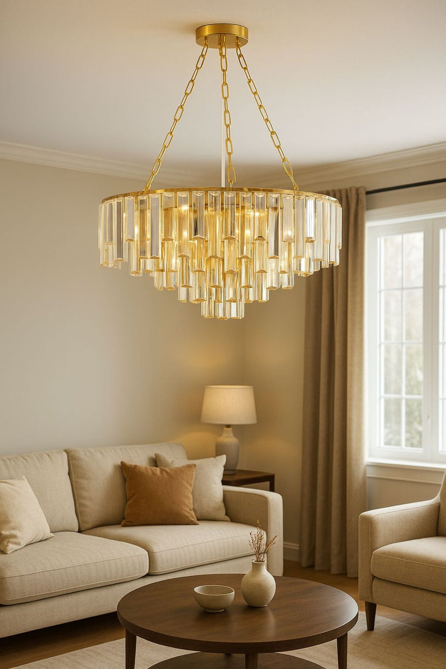 Güneş Gold Crystal 5-Light Chandelier