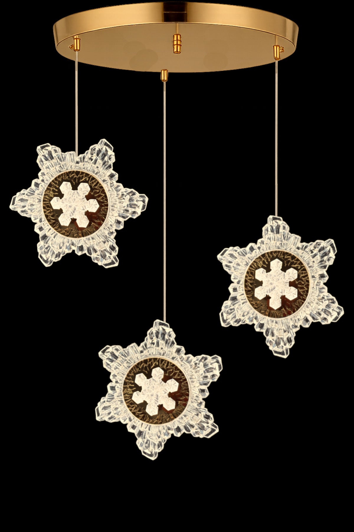 Kar Tanesi Gold 3-Light Remote-Controlled Chandelier — view 3